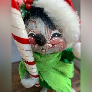 Vintage Annalee Doll Christmas Mouse w/Candy Cane 1990